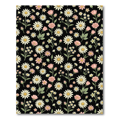 Pink Daisy and Rose Floral Arrangement Rug
