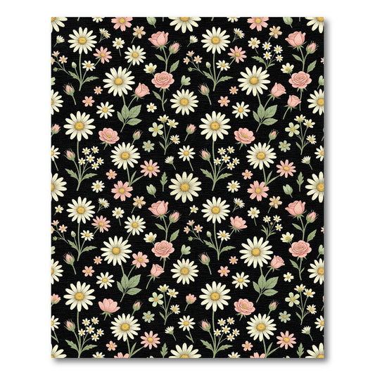 Pink Daisy and Rose Floral Arrangement Rug