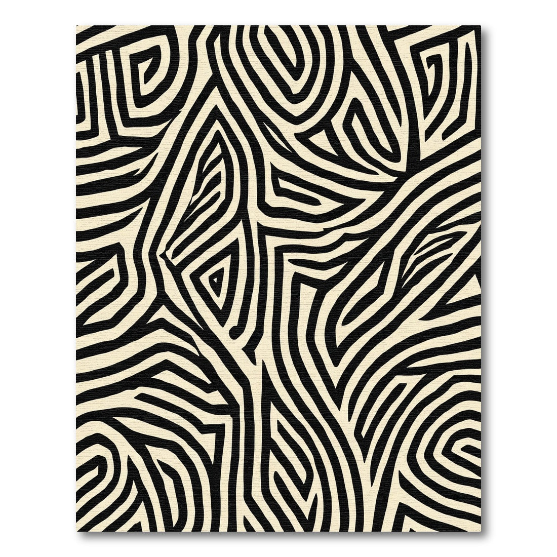 Bold Black Cream Abstract Zebra Rug