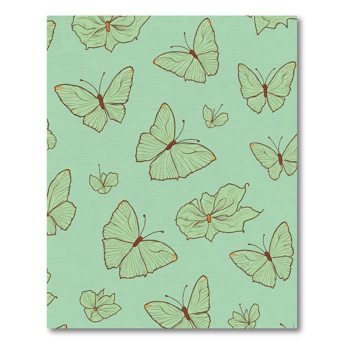 Light Green Butterfly Garden Pattern Rug