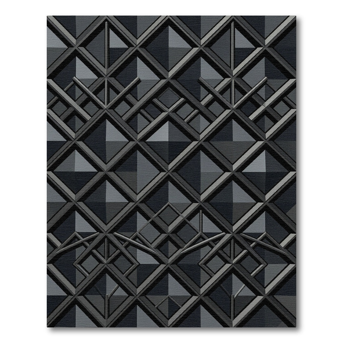 Sophisticated Charcoal Dimensional Geometric Lattice Rug
