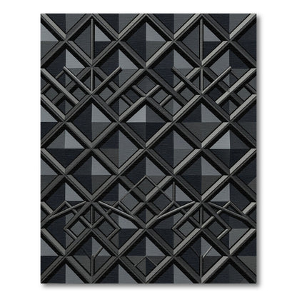 Sophisticated Charcoal Dimensional Geometric Lattice Rug