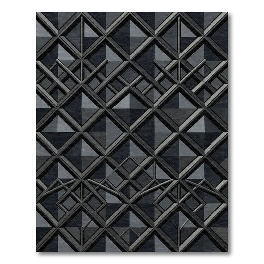 Sophisticated Charcoal Dimensional Geometric Lattice Rug