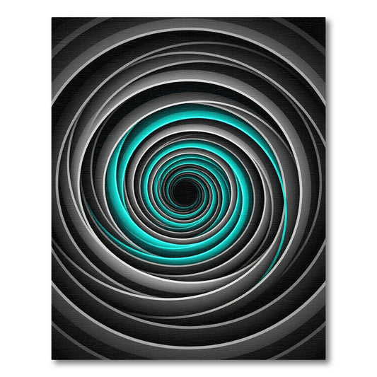 Modern Teal and Gray Infinite Swirl Rug