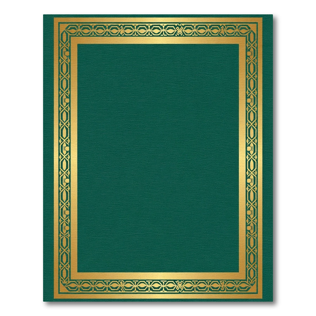 Emerald Green Gold Geometric Border Rug