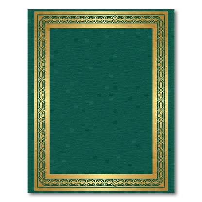 Emerald Green Gold Geometric Border Rug