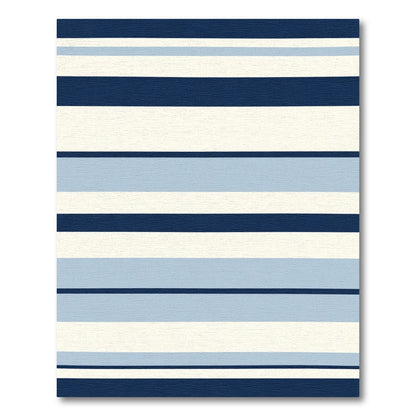 Classic Navy Sky Blue Striped Rug