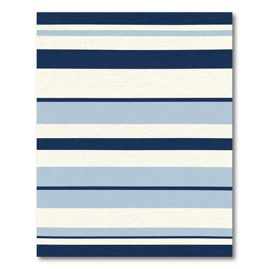 Classic Navy Sky Blue Striped Rug