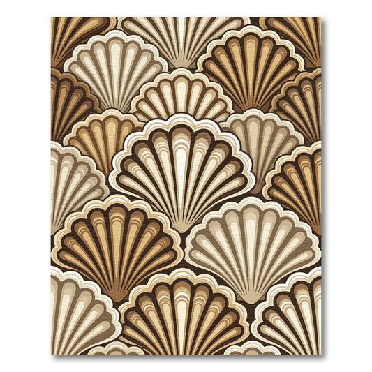 Elegant Golden Scallop Shell Art Deco Rug