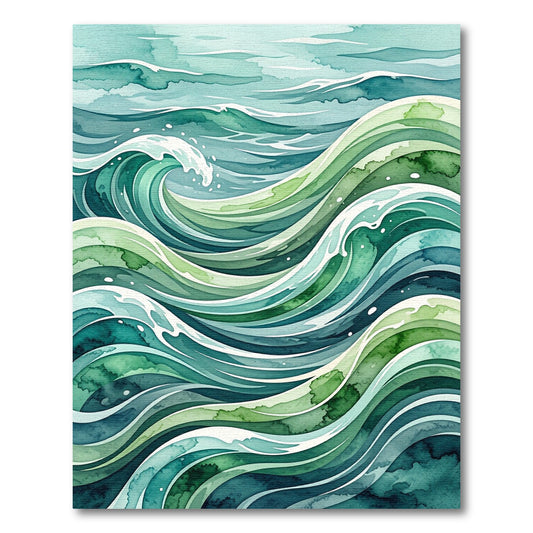 Ocean Surge Teal and Lime Waves Rug