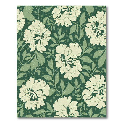 Cream Peony Garden Green Tones Rug