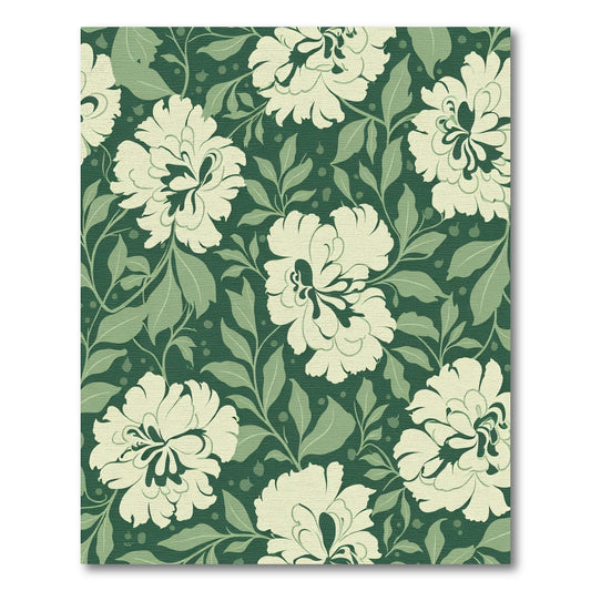 Cream Peony Garden Green Tones Rug