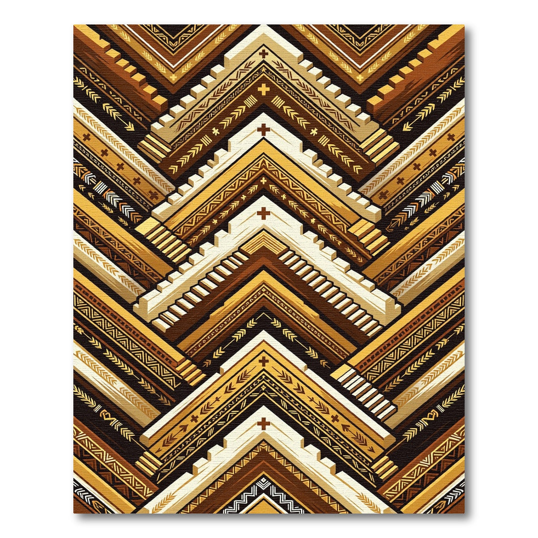 Geometric Amber Brown Tribal Chevron Rug