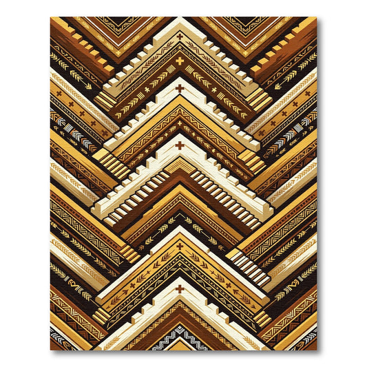 Geometric Amber Brown Tribal Chevron Rug