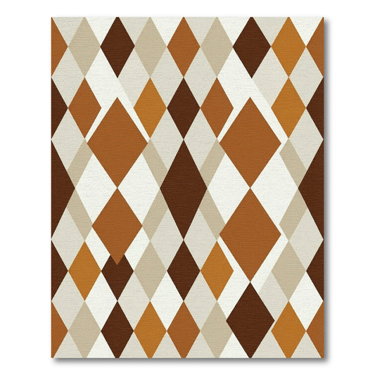 Midcentury Earth Tone Argyle Geometric Rug