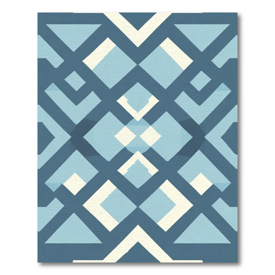 Deep Blue Geometric Lattice Rug