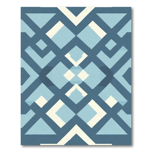 Deep Blue Geometric Lattice Rug