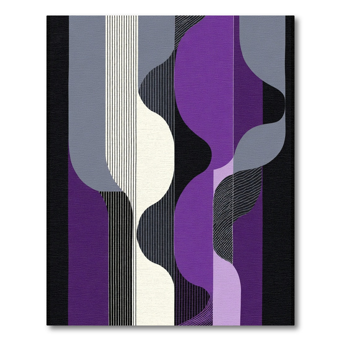 Amethyst Violet Abstract Wave Stripe Rug