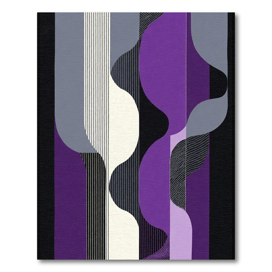Amethyst Violet Abstract Wave Stripe Rug