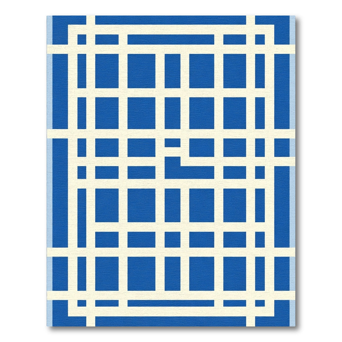 Bold Blue Grid Geometric Rug