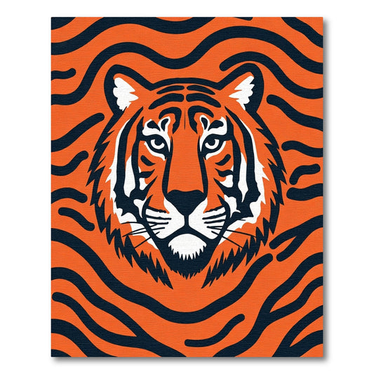 Bold Orange Black Tiger Face Rug