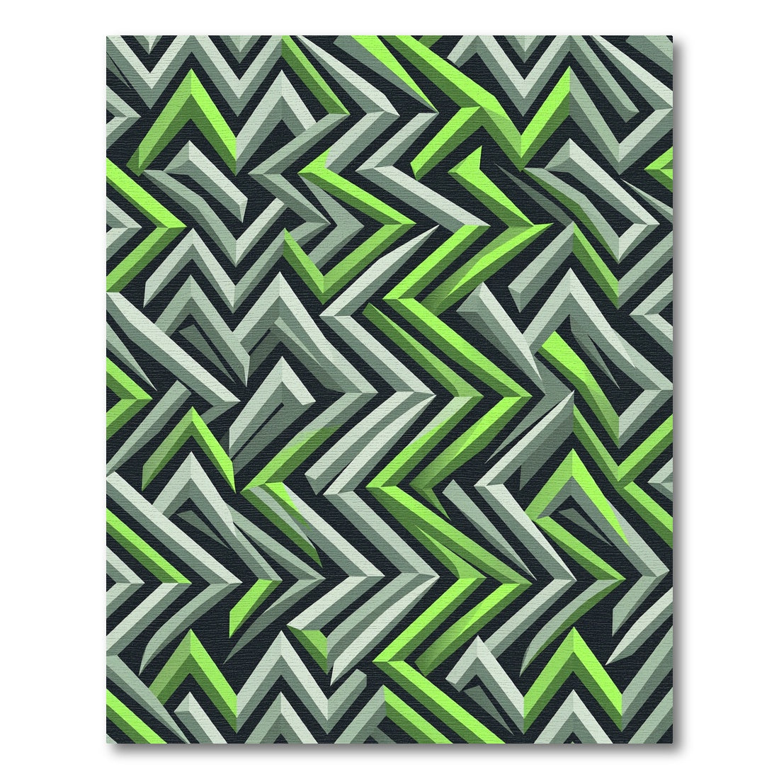 Vibrant Lime Green Geometric Illusion Rug
