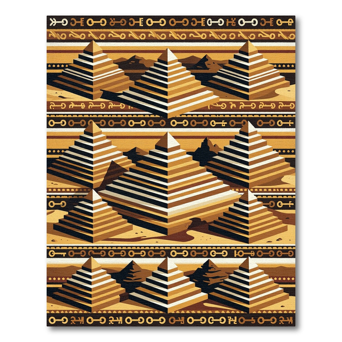 Golden Egyptian Pyramid Geometric Desert Rug