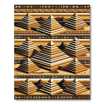 Golden Egyptian Pyramid Geometric Desert Rug