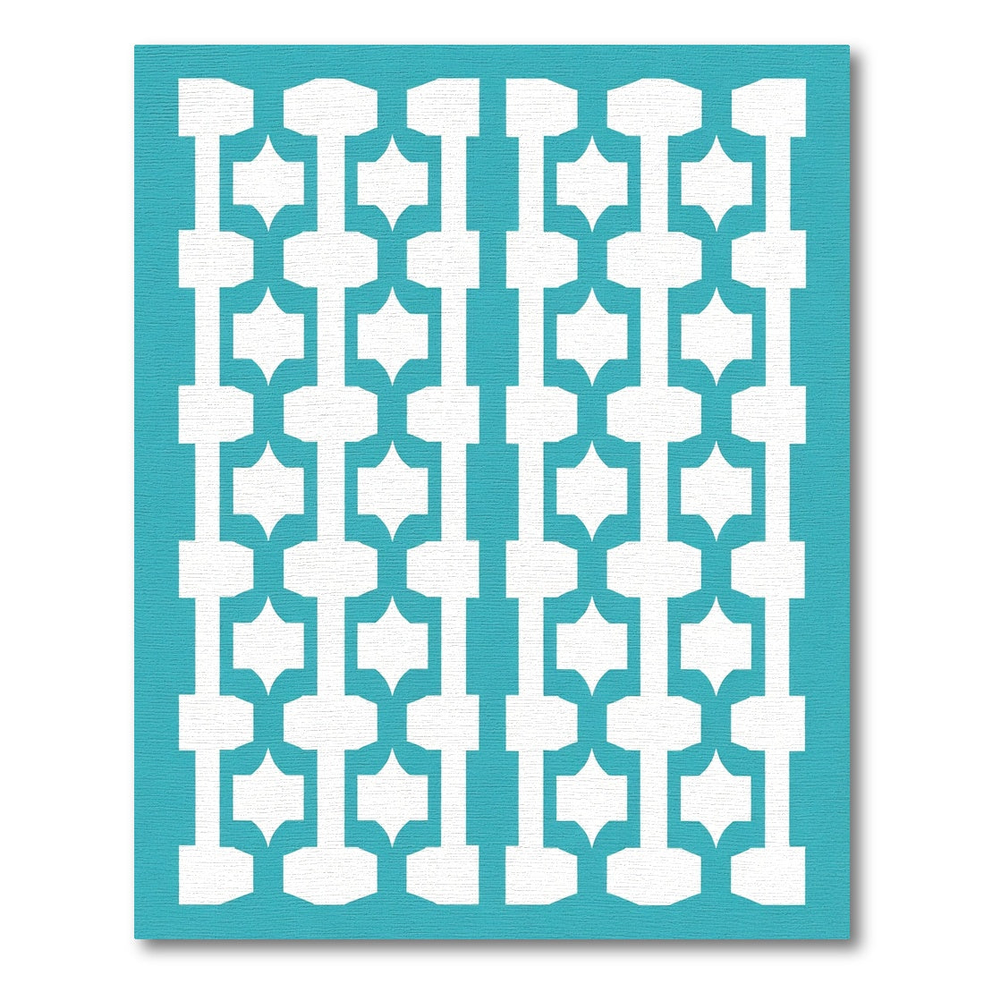 Turquoise White Geometric Chain Link Rug