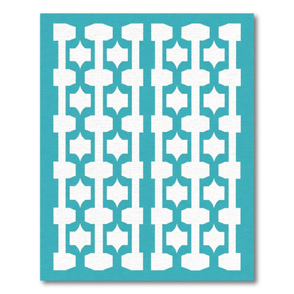 Turquoise White Geometric Chain Link Rug