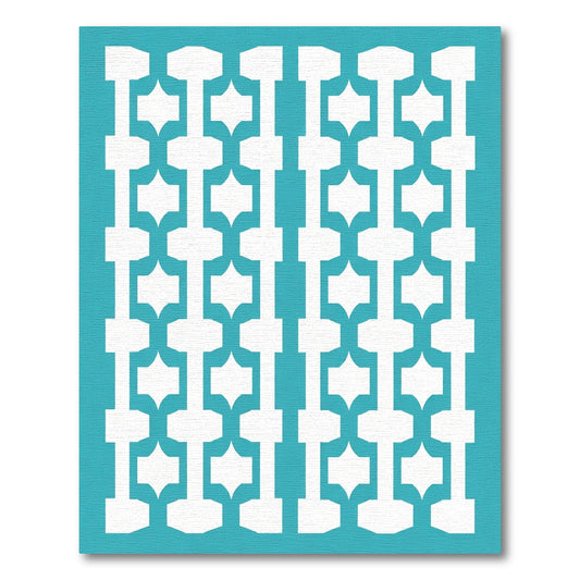 Turquoise White Geometric Chain Link Rug