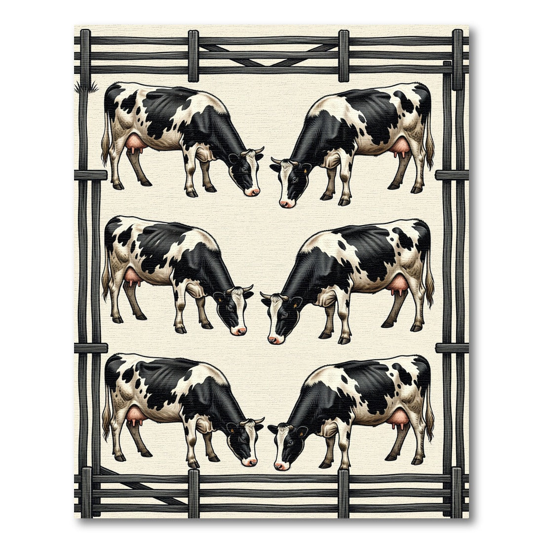 Farming Black and White Cow Grid Rug