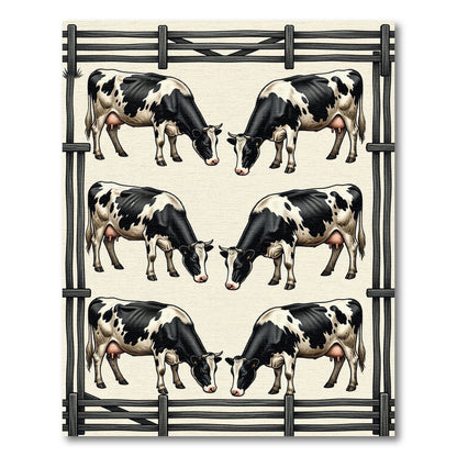 Farming Black and White Cow Grid Rug