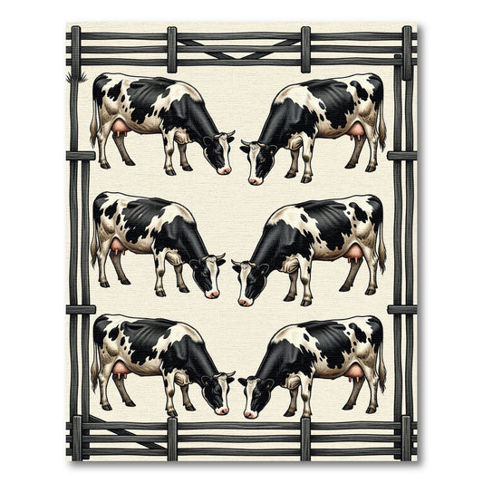 Farming Black and White Cow Grid Rug