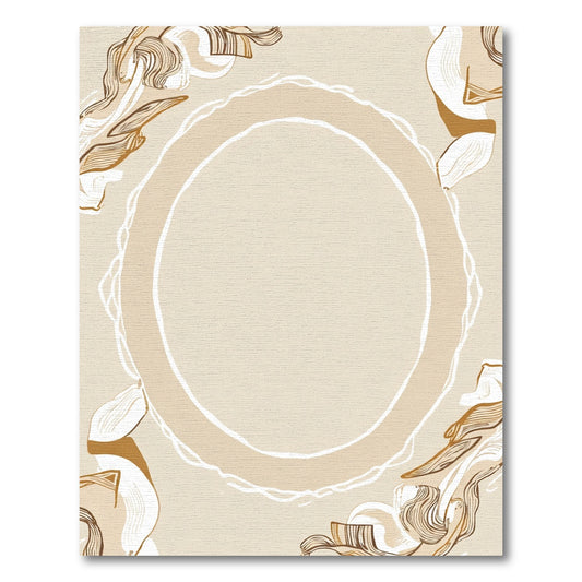 Ecru Abstract Swoosh Feather Frame Rug