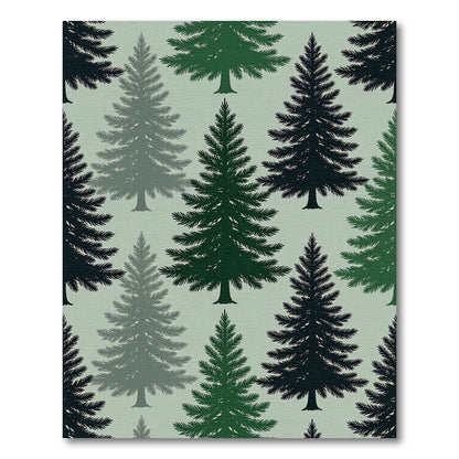Forest Evergreen Trees in Grayscale Rug