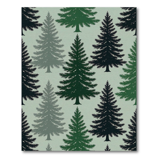 Forest Evergreen Trees in Grayscale Rug