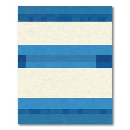 Modern Blue Cream Stripe Rug