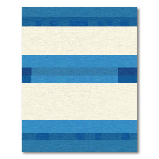 Modern Blue Cream Stripe Rug