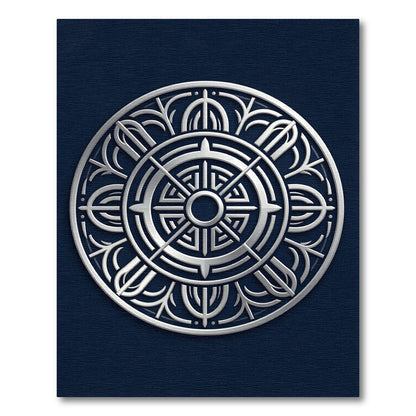 Silver Embossed Circular Mandala Medallion Rug