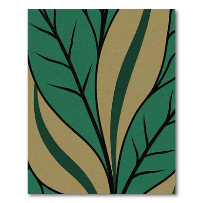 Emerald Gold Branch Leaf Composition Rug