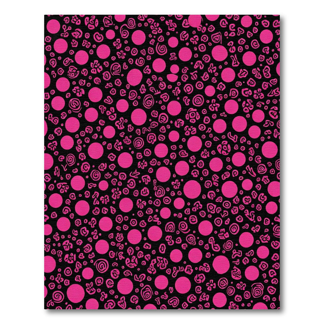 Vibrant Hot Pink Polka Dot Swirls Rug