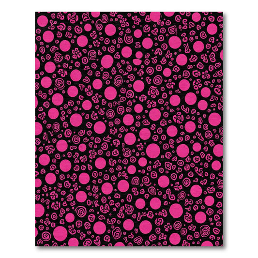 Vibrant Hot Pink Polka Dot Swirls Rug