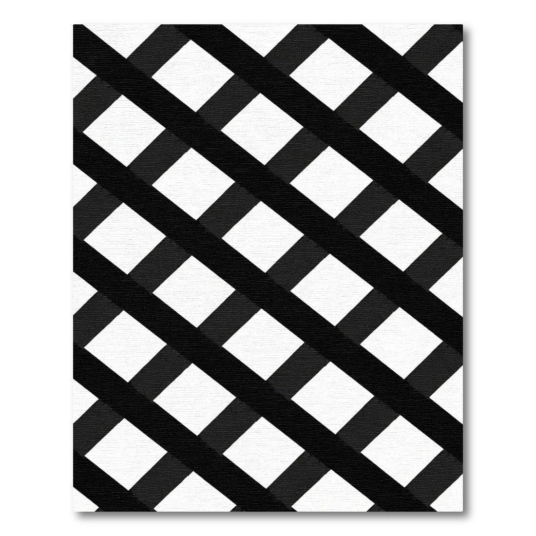 Bold Black White Lattice Overlay Rug