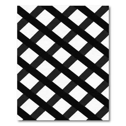 Bold Black White Lattice Overlay Rug