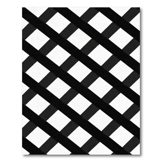Bold Black White Lattice Overlay Rug
