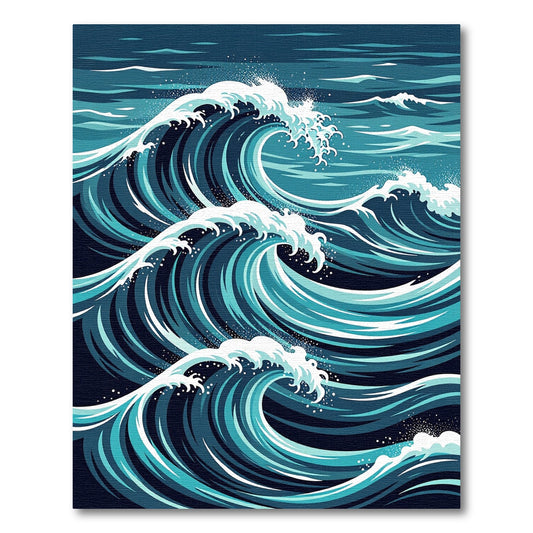 Deep Blue Ocean Wave Swirls Rug