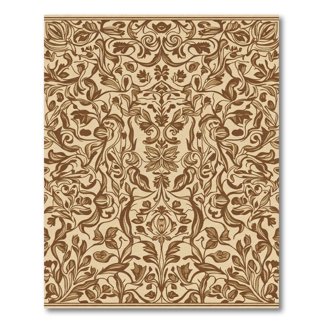 Vintage Brown Floral Vine Meadow Rug