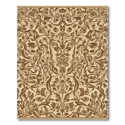 Vintage Brown Floral Vine Meadow Rug
