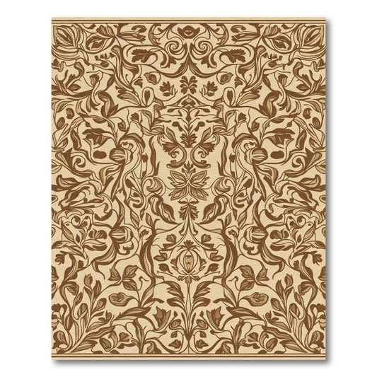 Vintage Brown Floral Vine Meadow Rug
